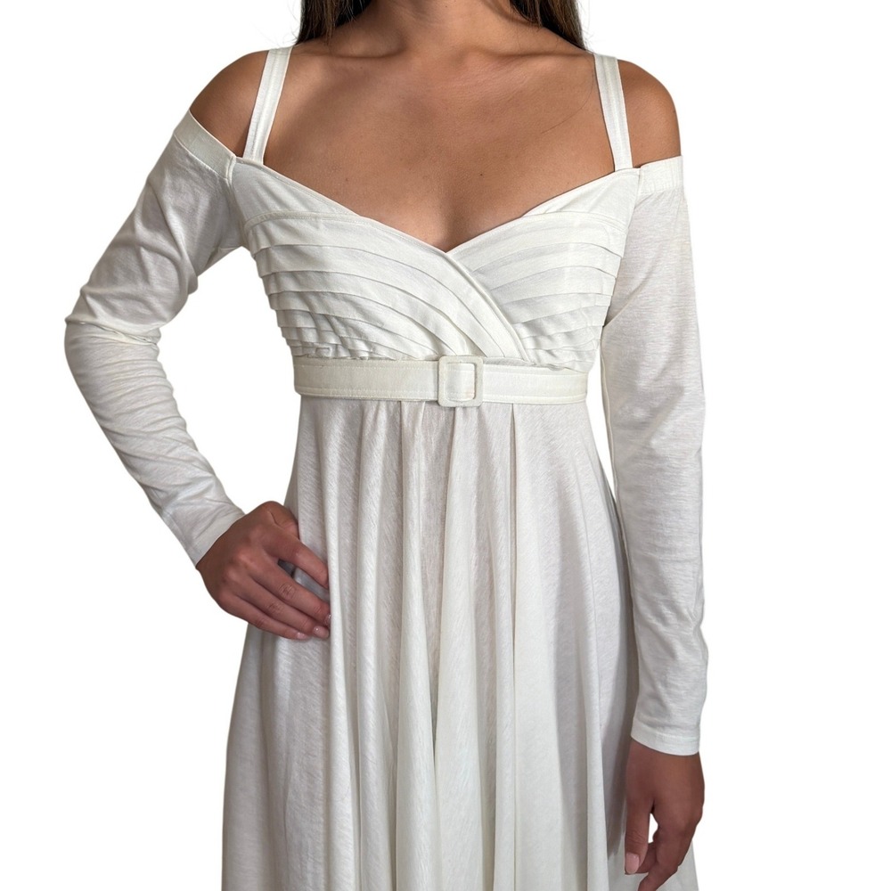 Vintage Morgane Le Fay Off Shoulder Empire Waist Midi Dress M Romantic Ren Fair - Picture 14 of 16